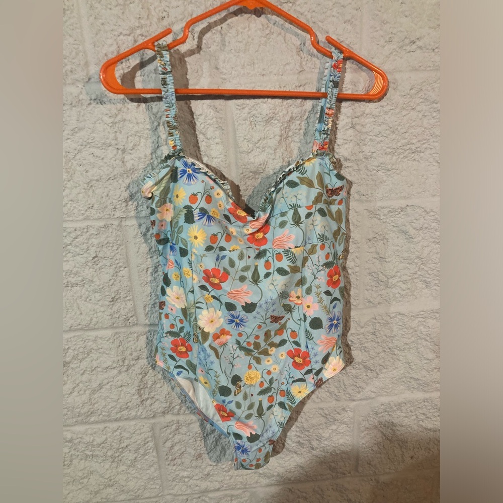 summersalt Floral One-Piece Swimsuit in Light Blue with Multicolor Flowers